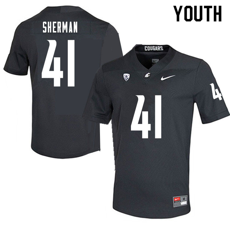 Youth #41 Dillon Sherman Washington State Cougars College Football Jerseys Sale-Charcoal
